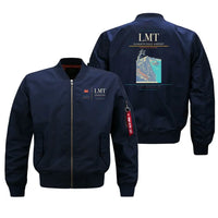 Thumbnail for Klamath Falls Airport (LMT) design on blue bomber jacket