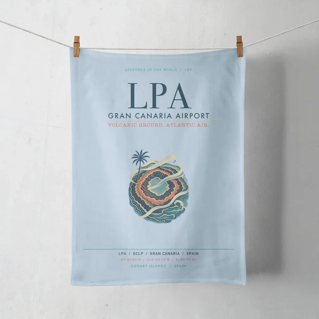 Gran Canaria Airport (LPA) design on light blue towel