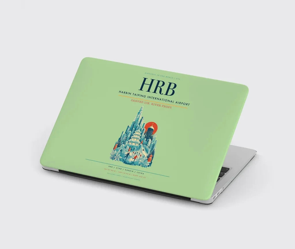 Harbin Taiping International Airport (HRB) design on light green MacBook case