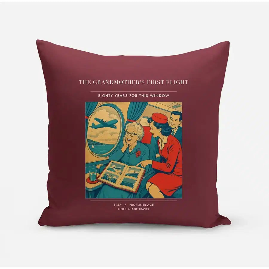 VINTAGE G4423 - The Grandmother's First Flight - Designed Pillows design on darkred