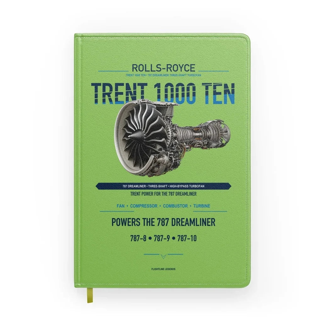 TRENT 1000 TEN design on light green notebook