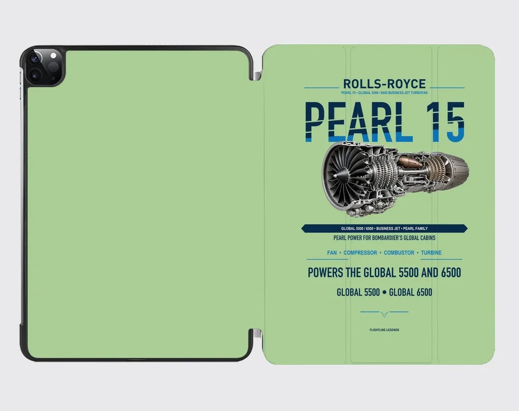 PEARL 15 design on light green ipad tablet case