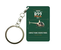Thumbnail for Robinson R22 Beta II design on dark green designed key chain, double-side print