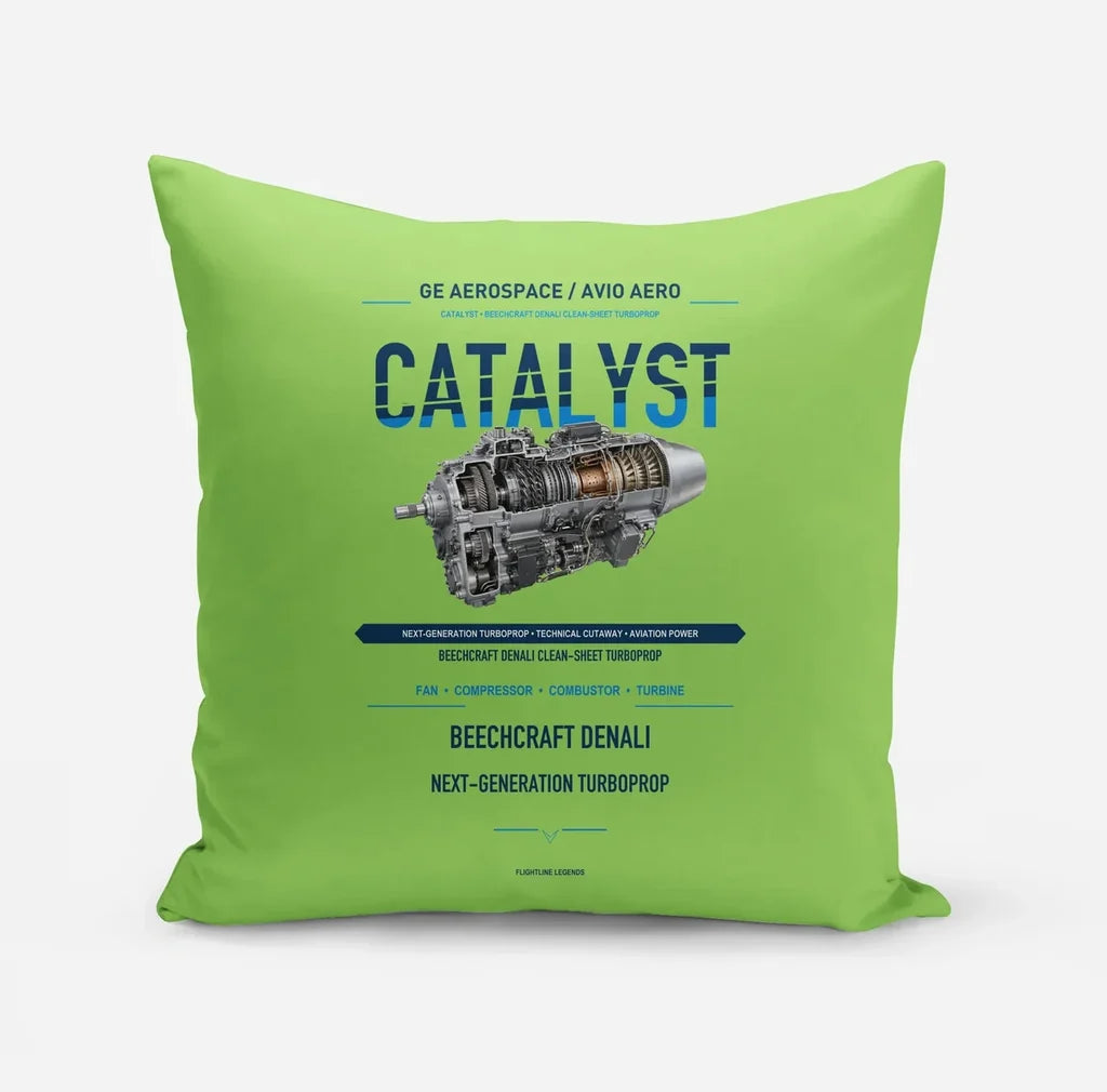 CATALYST design on light green pillow
