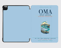 Thumbnail for Omaha Eppley Airfield (OMA) design on light blue ipad tablet case