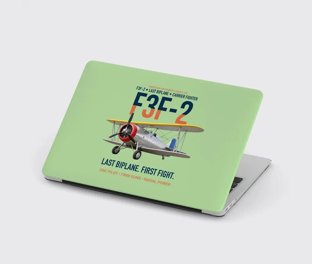 F3F-2 Last Biplane First Fight design on light green MacBook case