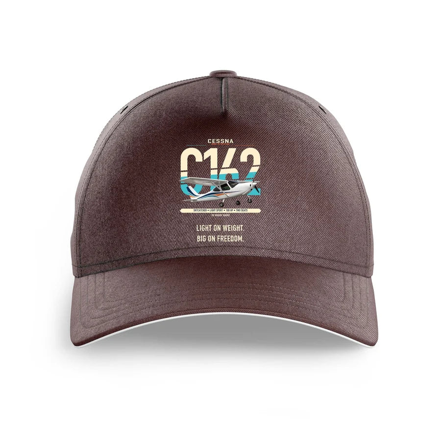Cessna 162 Skycatcher design on brown printed hat
