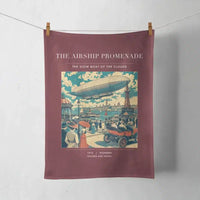 Thumbnail for VINTAGE G4012 - The Airship Promenade - Designed Towels design on darkred