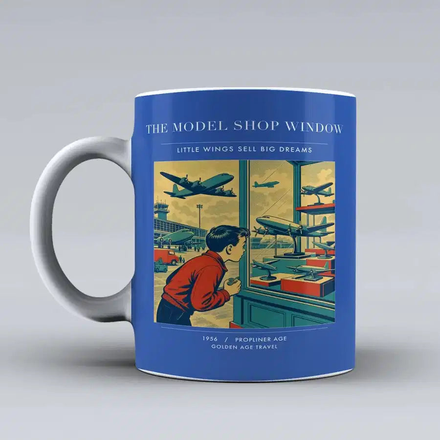 VINTAGE G4381 - The Model Shop Window - Ceramic Mug design on blue