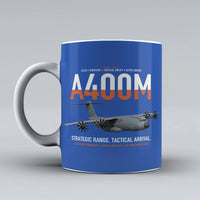 Thumbnail for Airbus A400M Atlas design on blue ceramic mug, double-side print