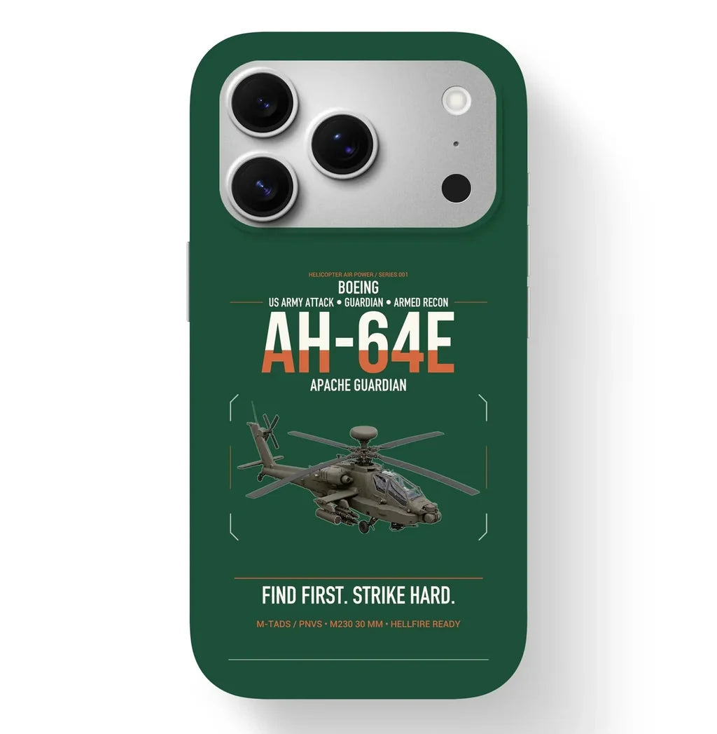 Boeing AH-64E Apache Guardian design on dark green magsafe iphone case, for iPhone 17 Pro