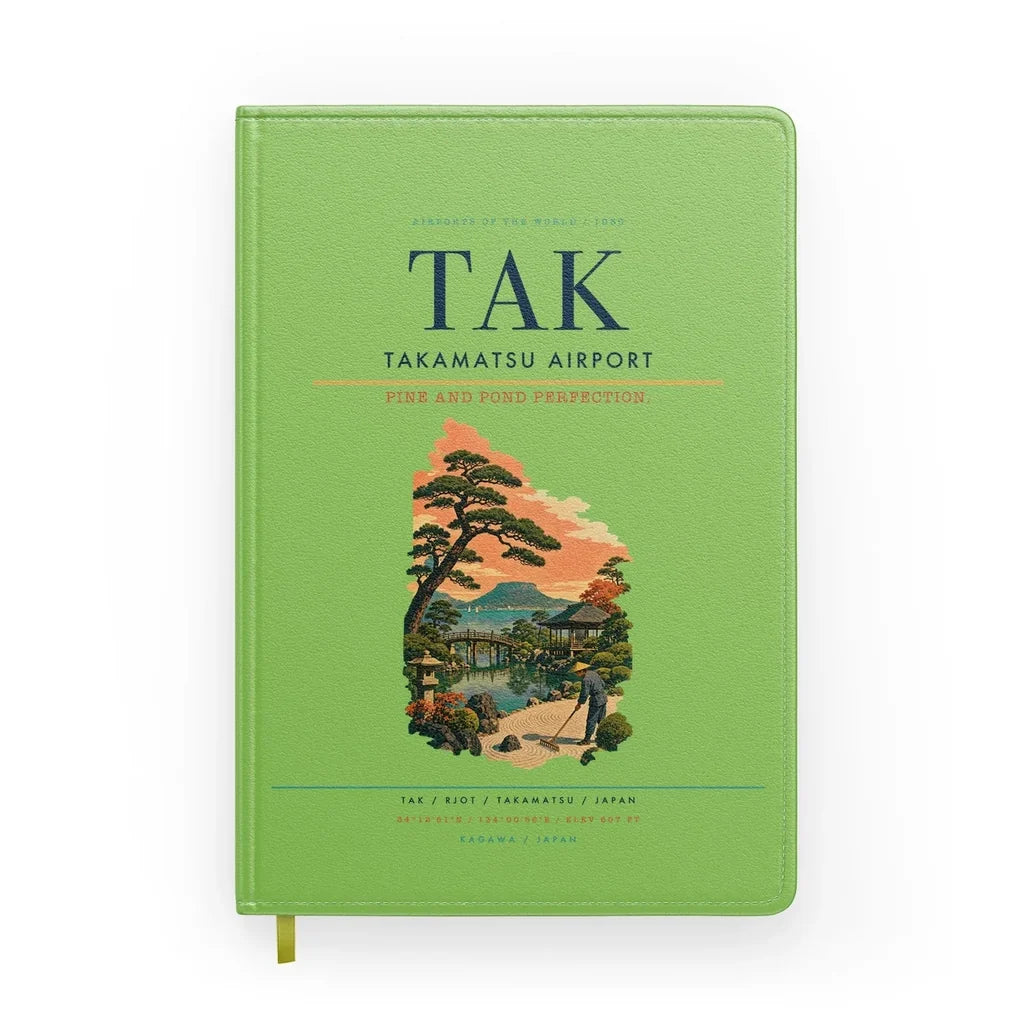 Takamatsu Airport (TAK) design on light green notebook