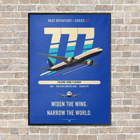 Thumbnail for Boeing 777-9 vertical canvas print - framed - blue background