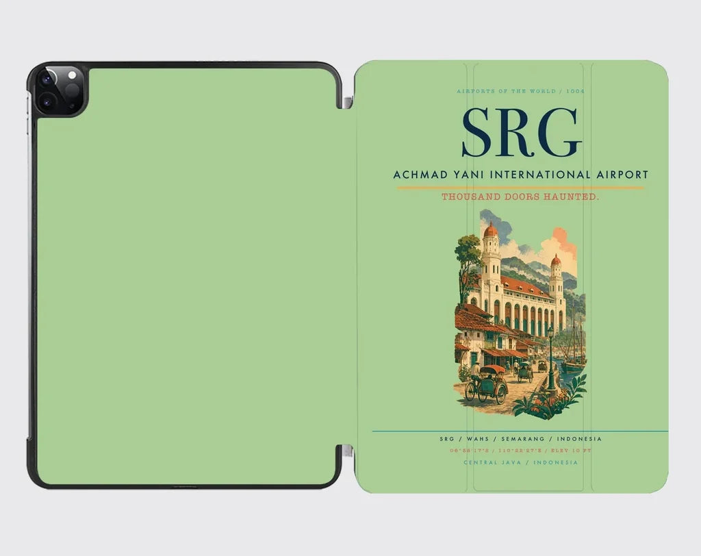 Achmad Yani International Airport (SRG) design on light green ipad tablet case