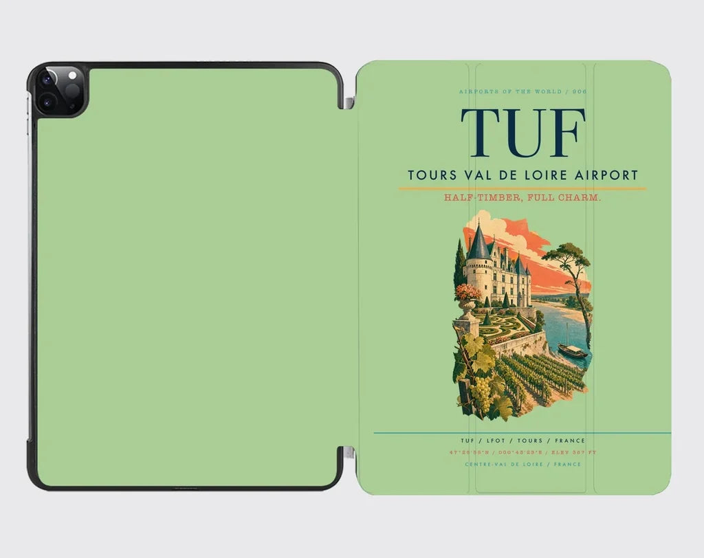 Tours Val de Loire Airport (TUF) design on light green ipad tablet case