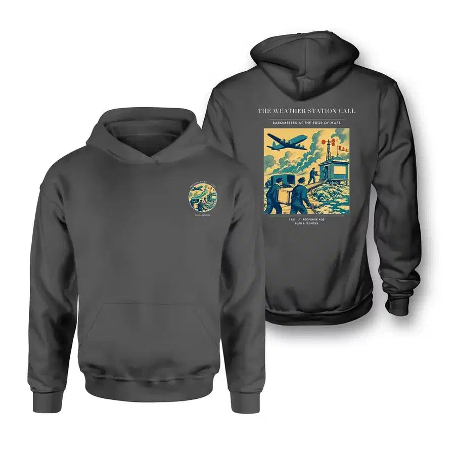VINTAGE G4288 - The Weather Station Call - Double-Side Hoodie design on darkgray double side
