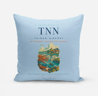Thumbnail for Tainan Airport (TNN) design on light blue pillow