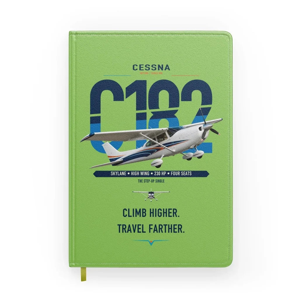 Cessna 182 Skylane design on light green notebook
