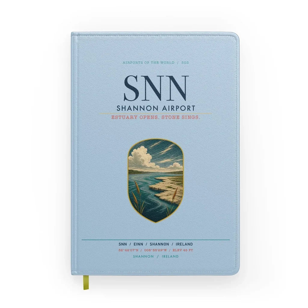 Shannon Airport (SNN) design on light blue notebook
