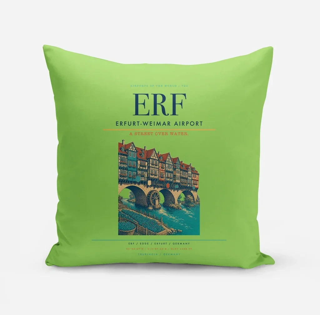 Erfurt-Weimar Airport (ERF) design on light green pillow