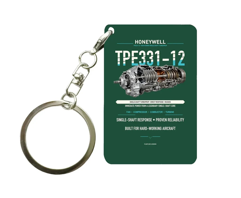 TPE331-12 Key Chain design on dark green key chain