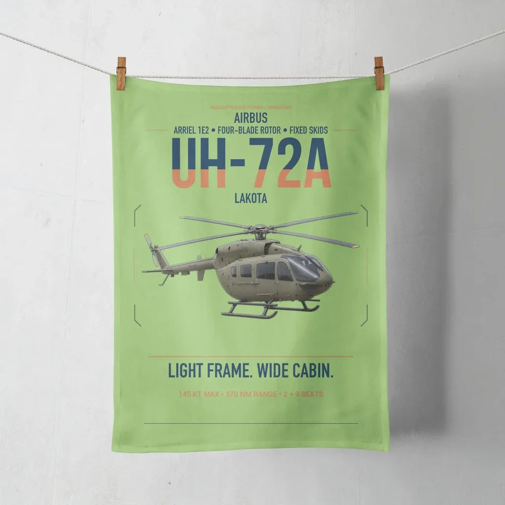Airbus UH-72A Lakota design on light green towel