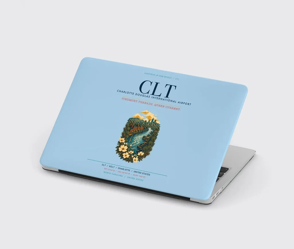 Charlotte Douglas International Airport (CLT) design on light blue MacBook case
