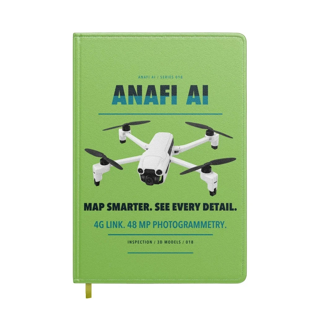Parrot ANAFI Ai design on light green notebook