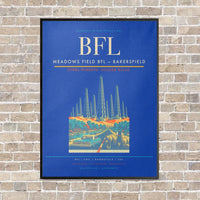 Thumbnail for Meadows Field BFL — Bakersfield vertical canvas print - framed - blue background