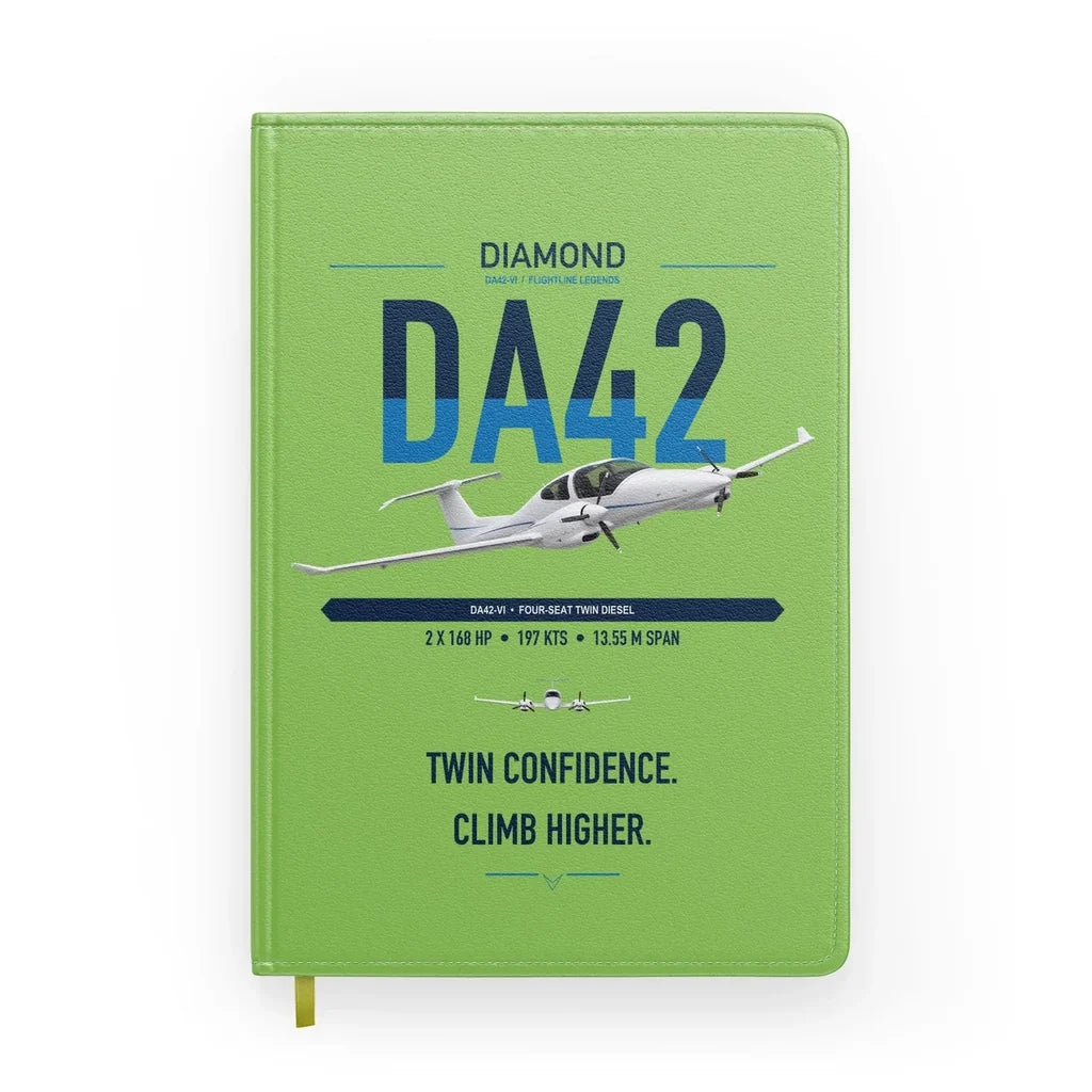 Diamond DA42-VI design on light green notebook