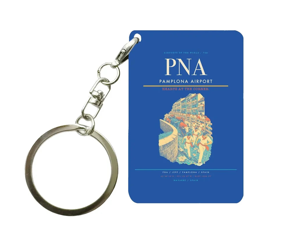 Pamplona Airport (PNA) design on blue key chain