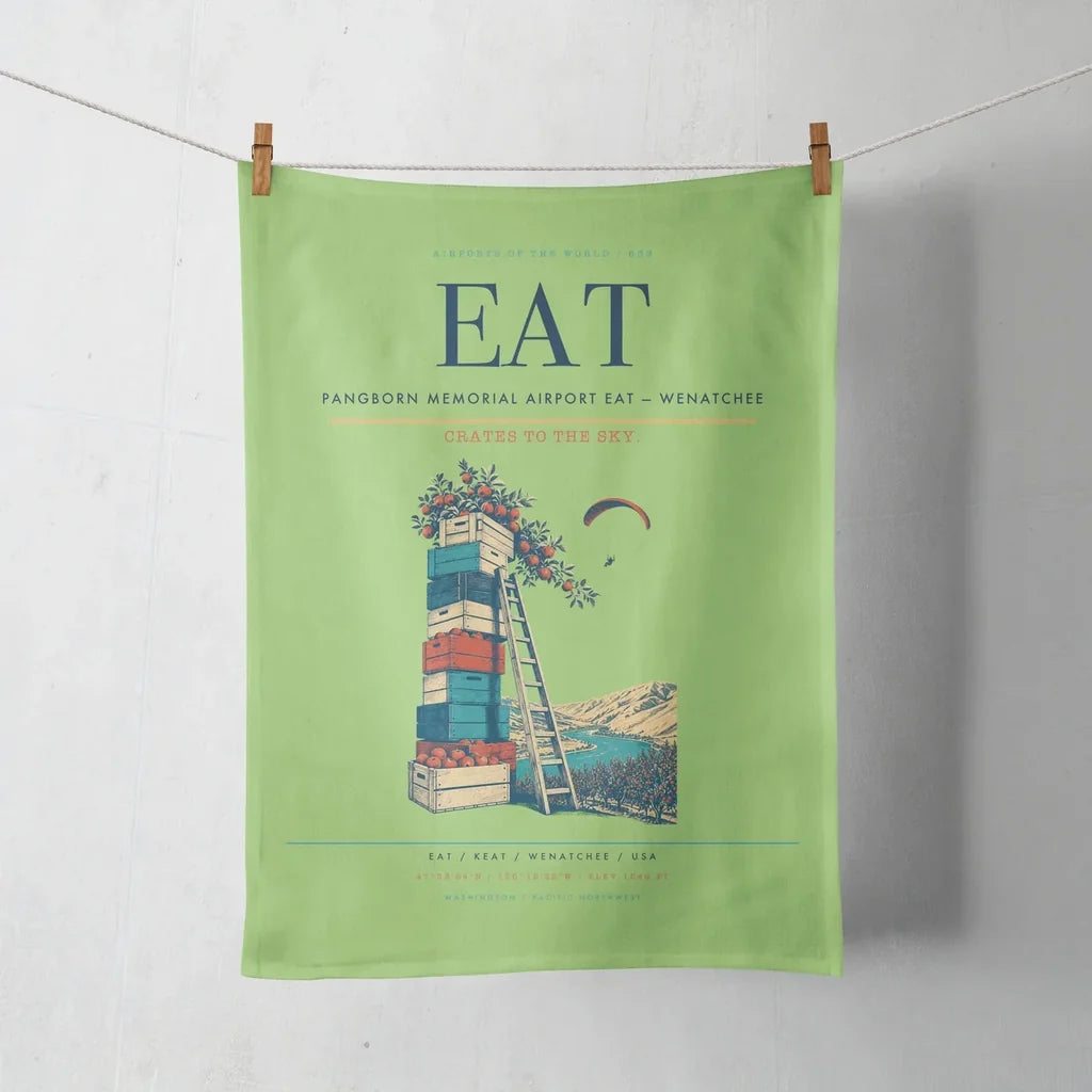Pangborn Memorial Airport (EAT) design on light green towel