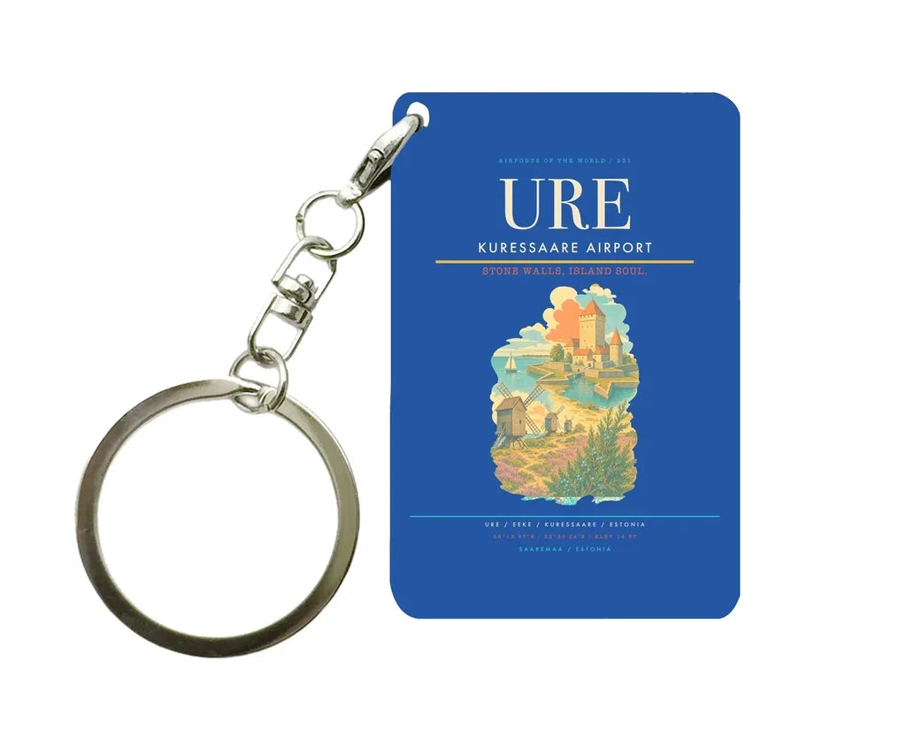 Kuressaare Airport (URE) design on blue key chain