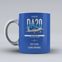 Thumbnail for Diamond DA20 design on blue ceramic mug, double-side print