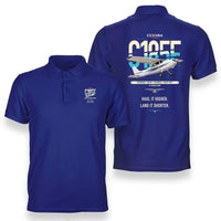 Thumbnail for Cessna A185F Skywagon design on blue double-side polo t-shirt, double-side print