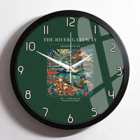 Thumbnail for VINTAGE G4066 - The River Gateway - Designed Wall Clocks design on darkgreen framed