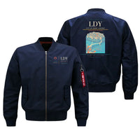 Thumbnail for City of Derry Airport (LDY) design on blue bomber jacket