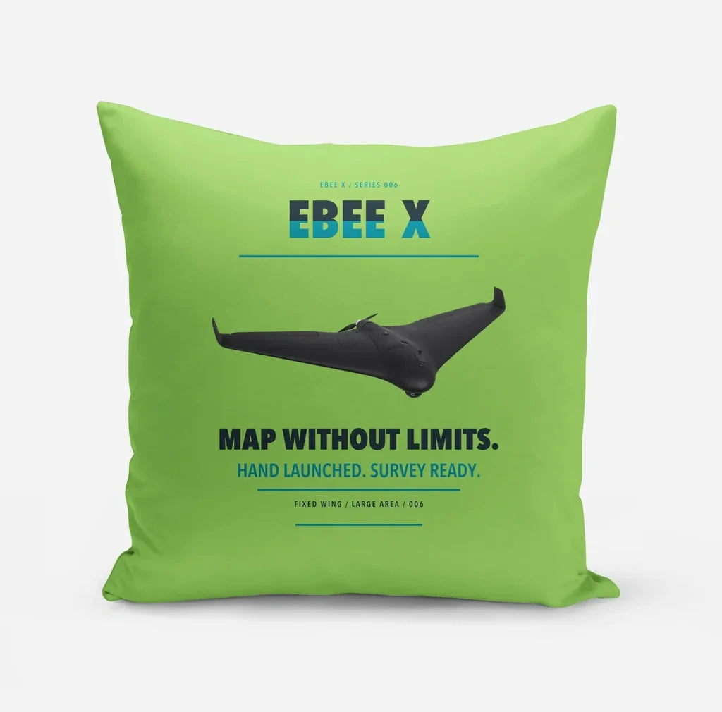 AgEagle eBee X design on light green pillow