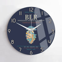 Thumbnail for Kempegowda International Airport Bengaluru BLR - Deccan Garden Silk Loom Wall-Clock No-Frame - Navy Blue