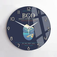 Thumbnail for Bergen Airport Flesland BGO - Seven-Rain Fjord Tapestry Wall-Clock No-Frame - Navy Blue