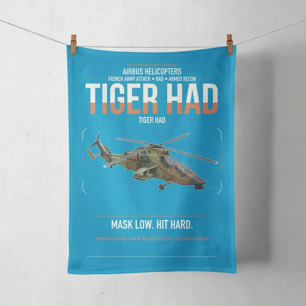 Airbus Helicopters Tiger HAD design on turquoise towel