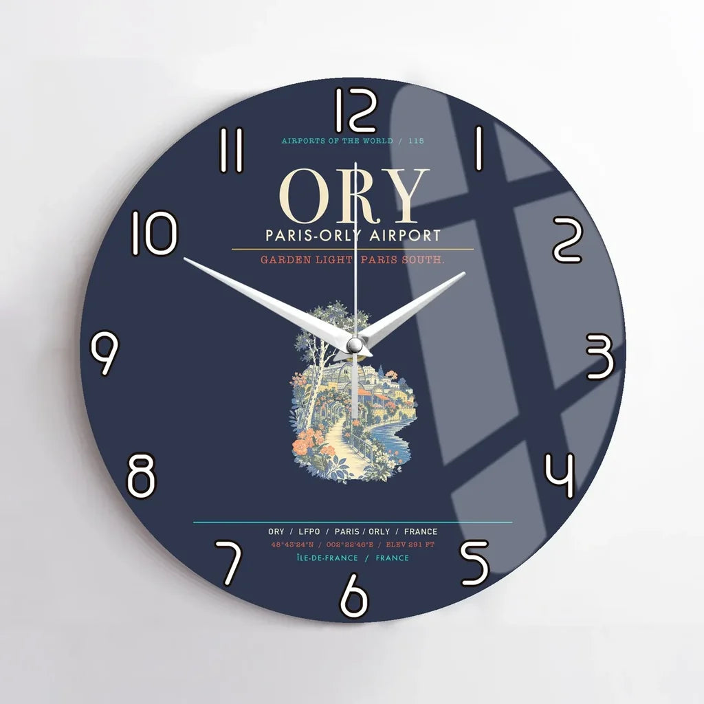 Paris-Orly Airport ORY Wall-Clock No-Frame - Navy Blue