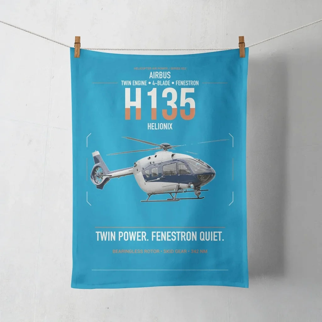 Airbus H135 design on turquoise towel