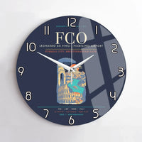 Thumbnail for Rome Leonardo da Vinci Fiumicino Airport FCO Wall-Clock No-Frame - Navy Blue