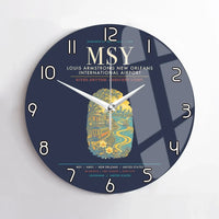 Thumbnail for Louis Armstrong New Orleans International Airport MSY Wall-Clock No-Frame - Navy Blue