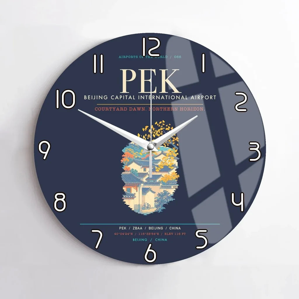 Beijing Capital International Airport PEK Wall-Clock No-Frame - Navy Blue