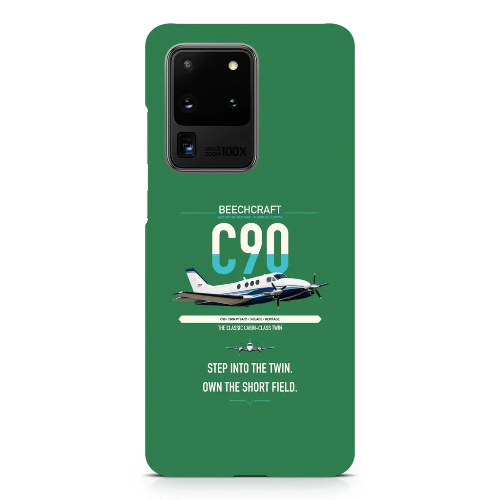 Beechcraft King Air C90 design on samsung case - green
