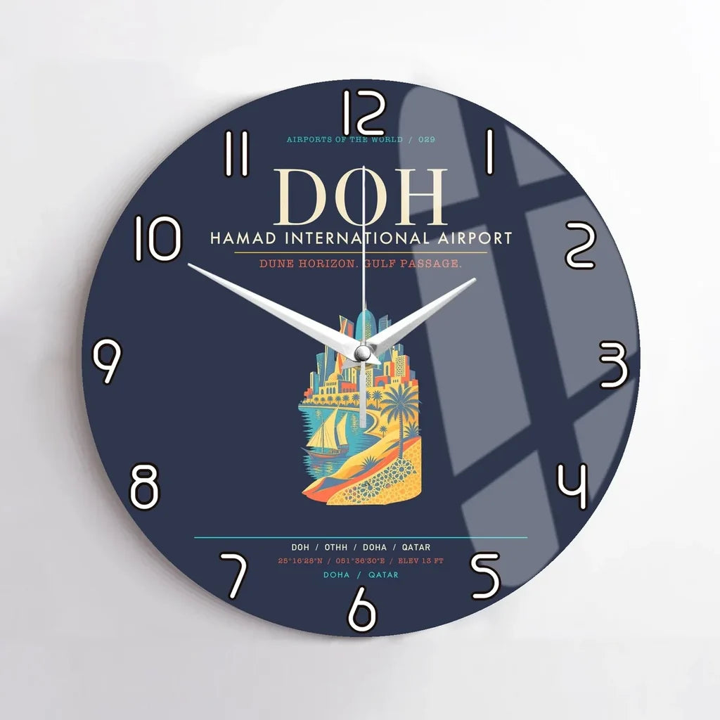 Doha Hamad International Airport DOH Wall-Clock No-Frame - Navy Blue