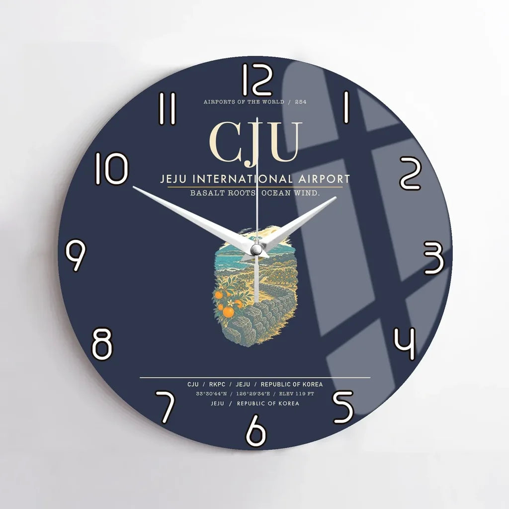 Jeju International Airport CJU Wall-Clock No-Frame - Navy Blue