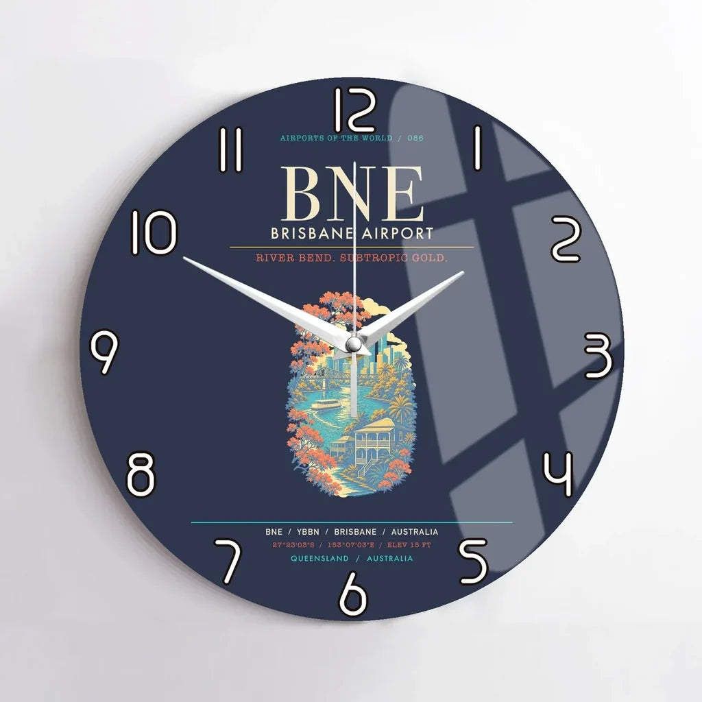Brisbane Airport BNE Wall-Clock No-Frame - Navy Blue